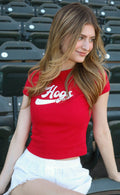 charlie southern: hogs baby tee - red