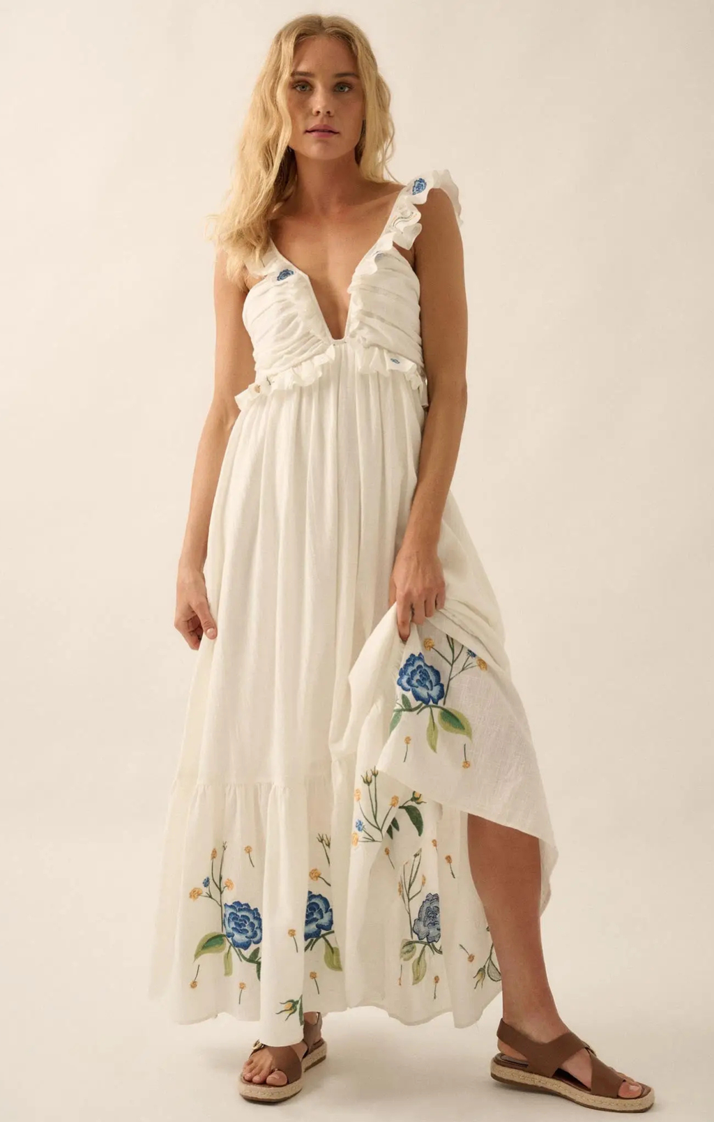 Reily Floral Embroidered Maxi Dress
