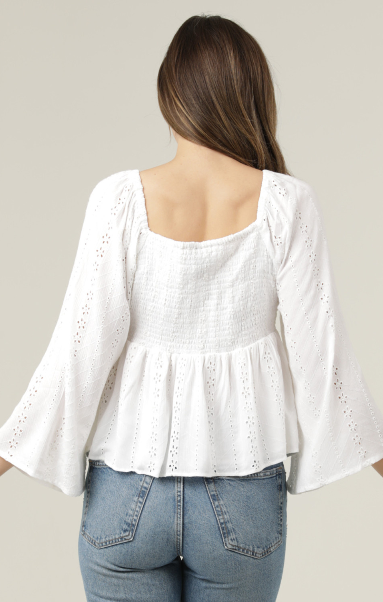 Steph Long Sleeve Eyelet Top